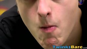 Skinny twink tops his lover and barebacks tight asshole