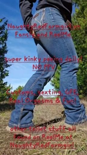 NaughtyRedFarmgirl releases bladder and pees all over farm