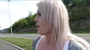 Amazing Angella Luxxx earns quick cash in public