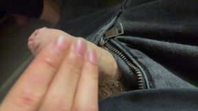 Play with Straight Friend in Bed. Open His Jeans, Get His Cock Out and Fondle Then I Jerk His Dick Until He Cum Over My Hand.