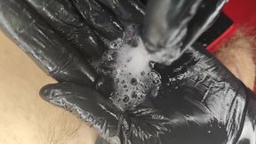 Handjob and Cumshot on My Latex Gloves, Play with Cum