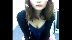 Amateur Japanese GF shows off her pretty boobs and wet kitty on live webcam chat