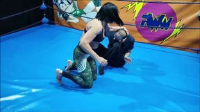 Brunette bodybuilder vs guy