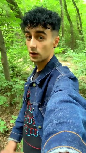 Solo Jerk off in Blue Jeans Jacket Outdoor