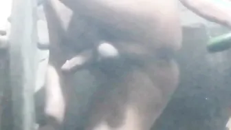 Desi twink solo anal play with big dildo outdoors