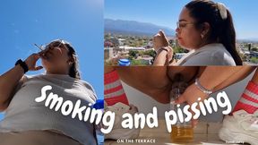 Smoking and pissing on the terrace
