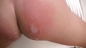 Bad girl gets spanked fucked a load blown on her ass