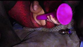 Sissy late night extreme dildo play and butt plug