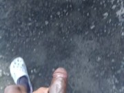 Morning Verbal Jerking off Big Black African Dick Outside Huge Cumshot Feet