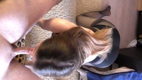 Young stepsister with big ass sucks dick - cumshot inside