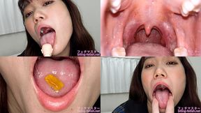 Hono Wakamiya - Showing inside cute girl's mouth, chewing gummy candys, sucking fingers, licking and sucking human doll, and chewing dried sardines mout-120 - 1080p