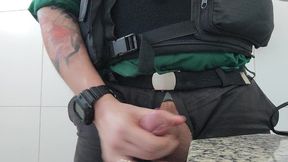 the cop masturbation in the bathroom