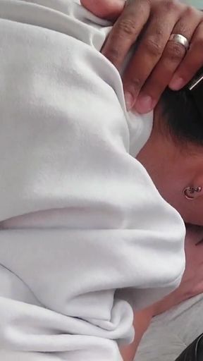 Hottie fell with her mouth on the dick of the gifted in the market parking lot   Clip 1