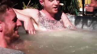 Big dicked Corey Gunz and Dom Ty jack off their dicks while in jacuzzi