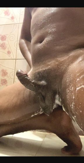 Indian hot boy getting horny watching porn while bathing and getting his Big Black Dick very hard