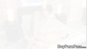 Cute Oscar Roberts pounded doggystyle by inked big dick jock