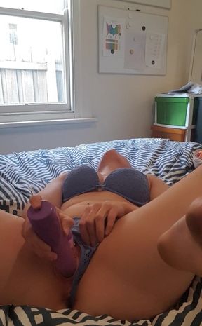 Super Quick Masturbation in Sexy Blue Lingerie