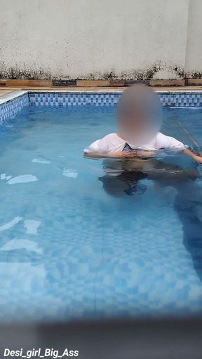 A Hot Couple's Risky Fun in the Swimming Pool.