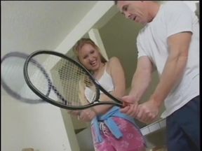 Curious redhaired babe Sally Rodeo takes some lessons of tennis and riding
