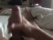 Just a quick morning jerk in bed with a big cumshot