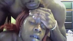 Black horny amateur slut fucked hard in front of webcam