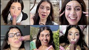 Skinny Teen Swallows Oversized Cumload in Public Handjob