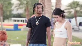 Ameena and Willow get fucked hard in reverse at a house resort