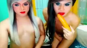 Horny Shemale Duo Sucking And Fucking Action