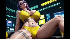 Cyberpunk woman sexy pose on music (Ai animation)