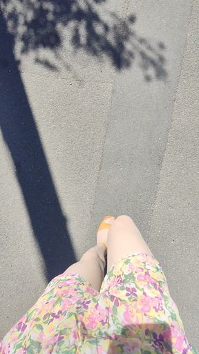 Crossdresser walking down the street