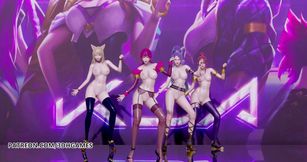 Black Pink - How you like that naked dance, Ahri, Akali, Evelynn, Kaisa, 3d erotic dance