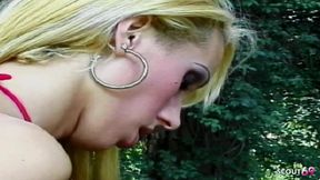 Blonde Tranny Fucks Latino Guy Outdoors in the Ass Until Cumshot