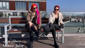 Lick our boots and feet outdoor pov