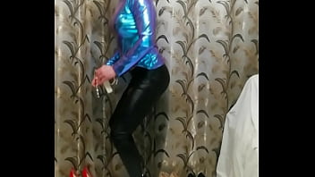 sissy femboy in bodysuit hands free cum with vibrator