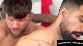 Hunks Bushy Cock Devoured Before Big Raw Spit-roast With Teammates With Harrison Feels, Ali Rush And Heath Halo