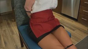 waitress Constance bound and gagged with zipties!