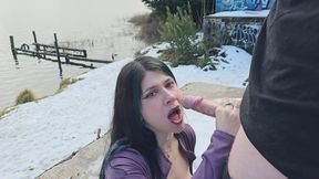 Big ass goth gets fucked in an abandoned hotel - public