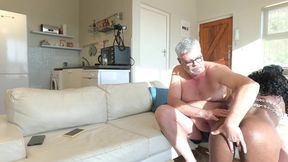 Black milf with sweet pussy fiucks her daddy while watching porn