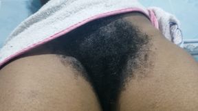 Young Natural Hairy Babe in the Bathroom with Natural Allure, Intimate Atmosphere and Soft, Sensual Presence