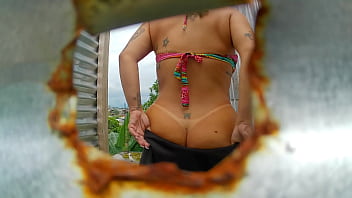 Curvy woman with big ass gets recorded in secluded cabin