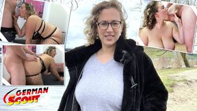 Big natural tits mature MILF gets deep fucked in public