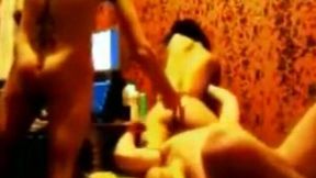 Homemade threesome with me and my friend fucking my GF