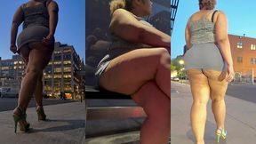 boricua leg tease queen - mini skirt - high heels stillettos- walking slow motion- crossed legs thick thighs puerto rican mami