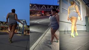 boricua leg tease queen - mini skirt - high heels stillettos- walking slow motion- crossed legs thick thighs puerto rican mami