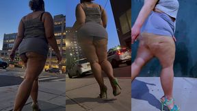 boricua leg tease queen - mini skirt - high heels stillettos- walking slow motion- crossed legs thick thighs puerto rican mami