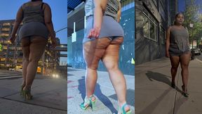 boricua leg tease queen - mini skirt - high heels stillettos- walking slow motion- crossed legs thick thighs puerto rican mami