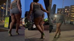 boricua leg tease queen - mini skirt - high heels stillettos- walking slow motion- crossed legs thick thighs puerto rican mami