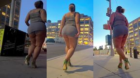 boricua leg tease queen - mini skirt - high heels stillettos- walking slow motion- crossed legs thick thighs puerto rican mami
