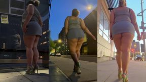 boricua leg tease queen - mini skirt - high heels stillettos- walking slow motion- crossed legs thick thighs puerto rican mami