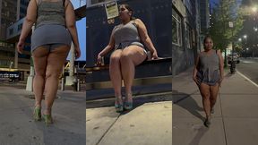 boricua leg tease queen - mini skirt - high heels stillettos- walking slow motion- crossed legs thick thighs puerto rican mami